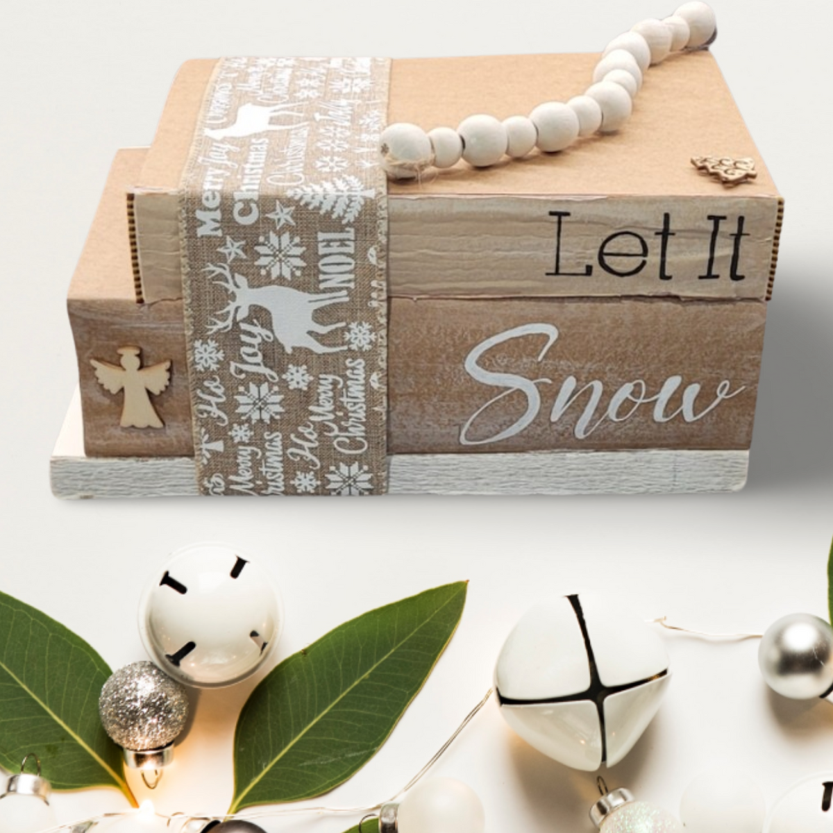 Let it snow handmade bookstack