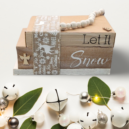 Let it snow handmade bookstack