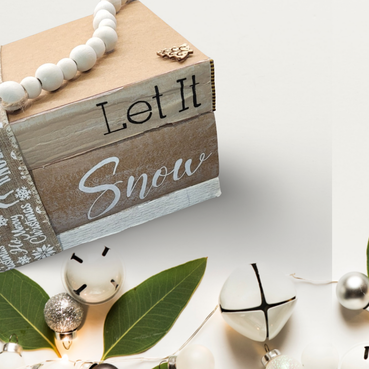 Let it snow handmade bookstack