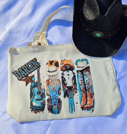 Turn Everyday Errands Into a Western Statement Piece | Handmade Cowgirl Social Club Canvas Tote Bag