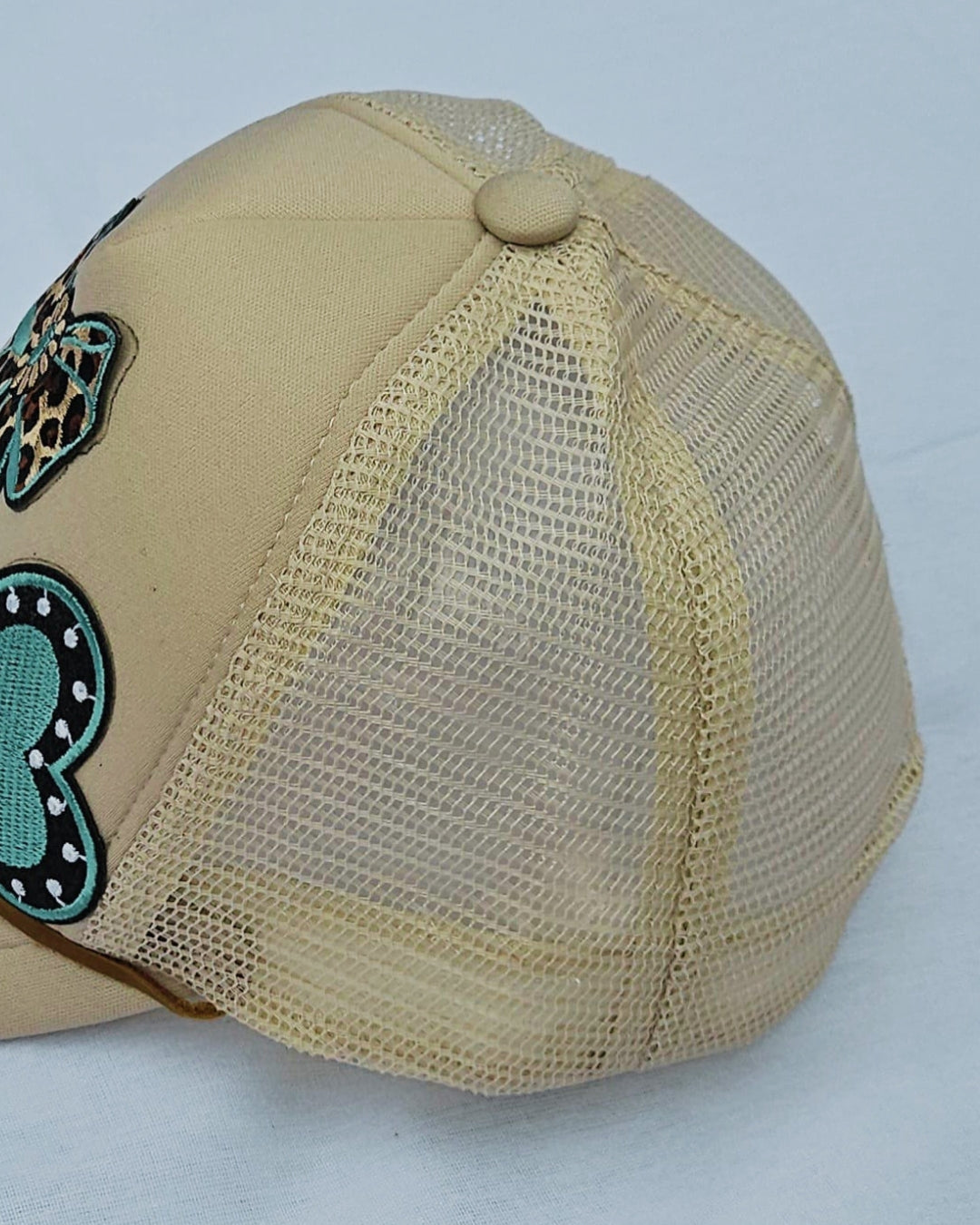 Leopard Print Turquoise Trucker Hat • Embellished Western Cowgirl Cap with Charms