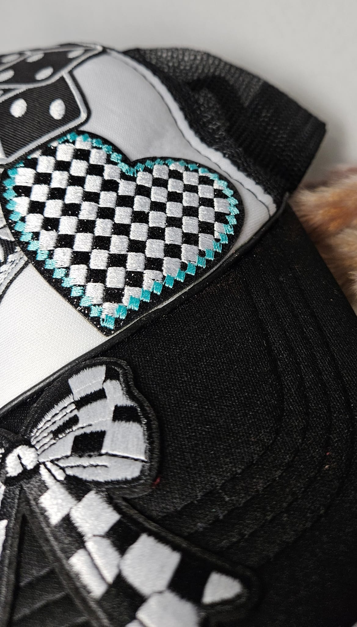 Western Boho Trucker Cap, Cowgirl Energy, Layered Patches, Dice, Bow, Cross Pin