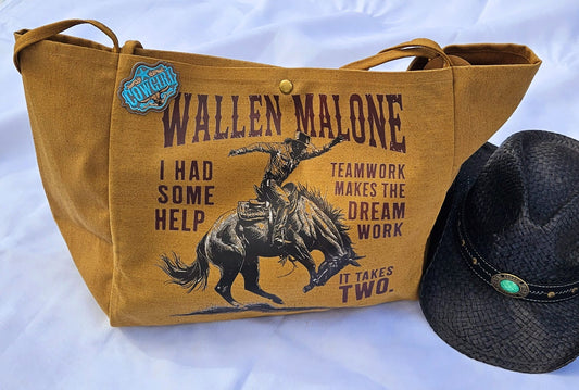Western Canvas Tote Bag | "Cowboys" Graphic, Wallen Malone Bucking Bronco Design