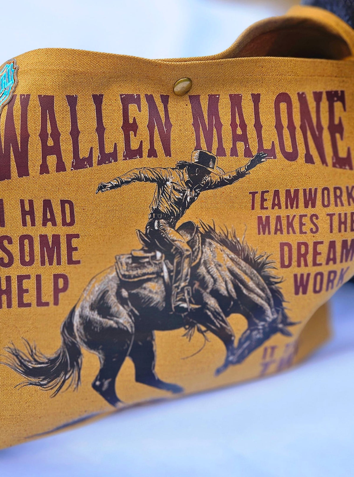 Western Canvas Tote Bag | "Cowboys" Graphic, Wallen Malone Bucking Bronco Design