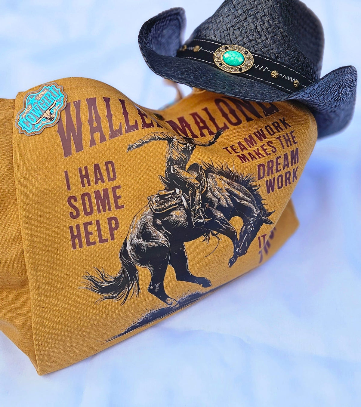 Western Canvas Tote Bag | "Cowboys" Graphic, Wallen Malone Bucking Bronco Design