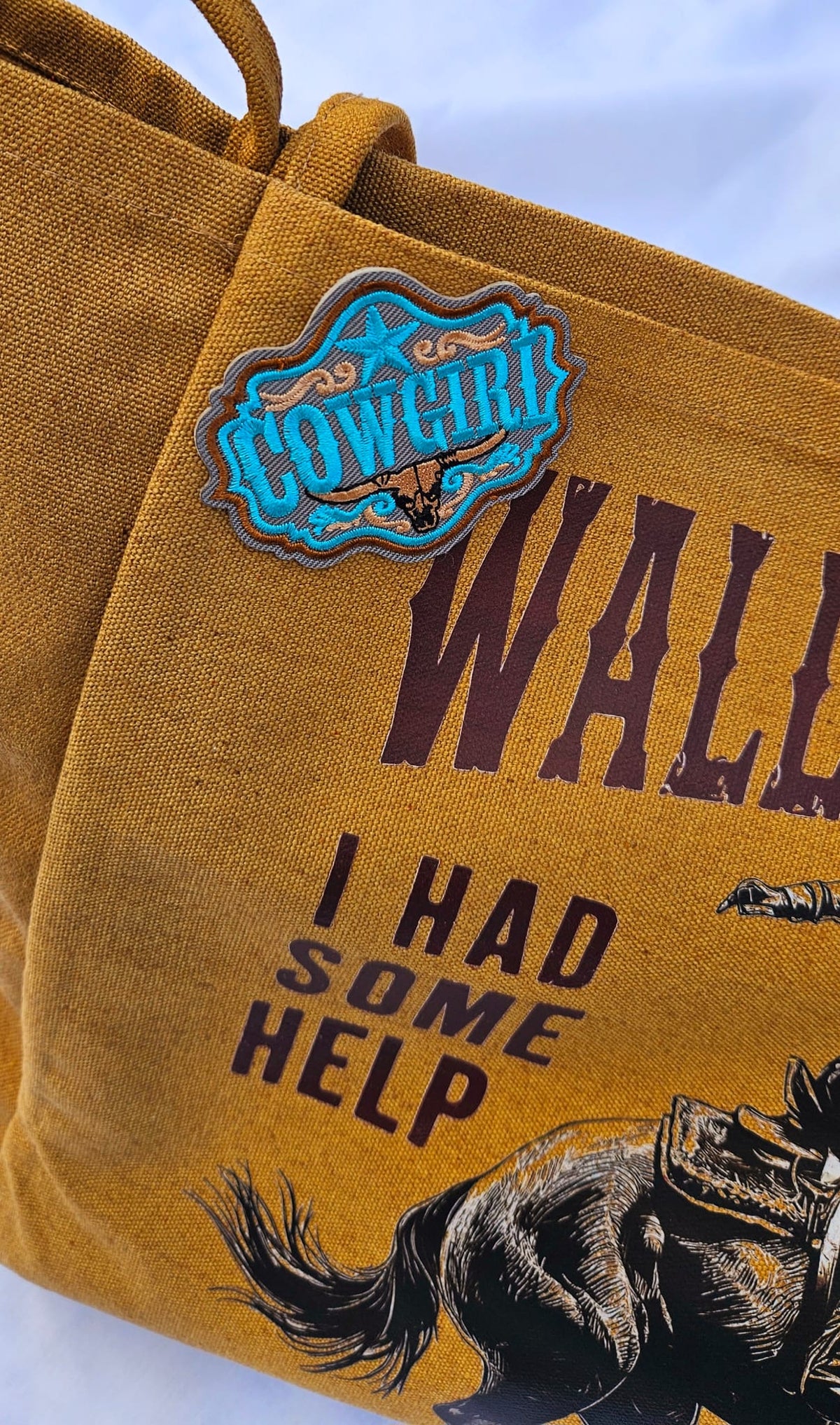 Western Canvas Tote Bag | "Cowboys" Graphic, Wallen Malone Bucking Bronco Design