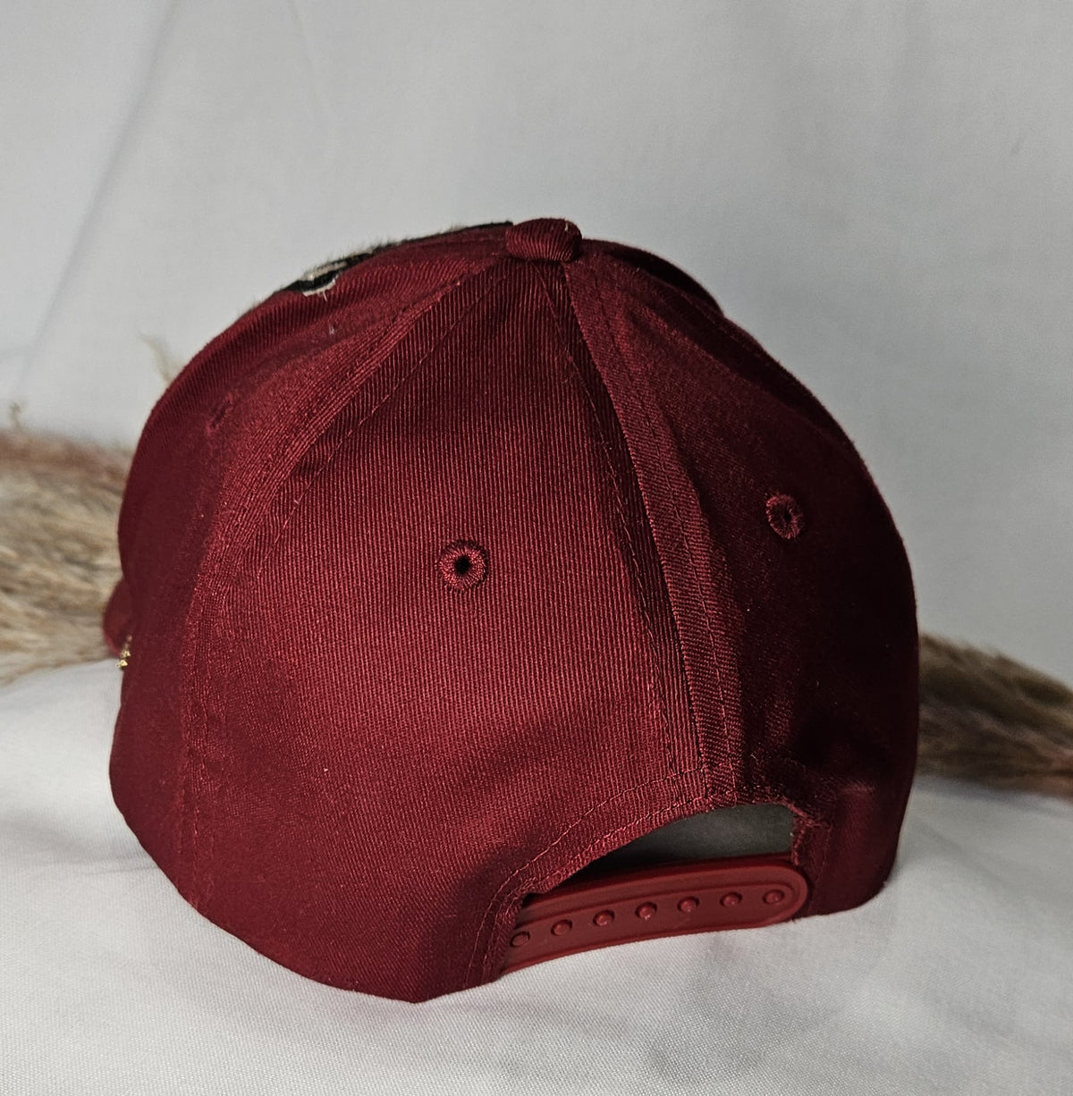 Burgundy Statement Cap, Stay Feral Patch, 8-Ball, Playing Cards, Leopard Print (Handmade)