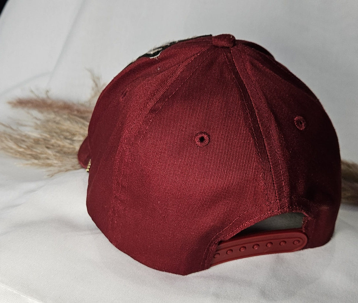 Burgundy Statement Cap, Stay Feral Patch, 8-Ball, Playing Cards, Leopard Print (Handmade)