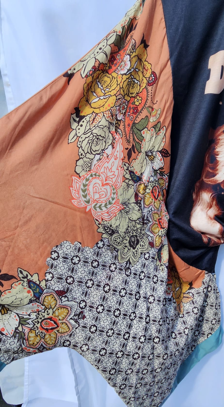 Dolly Parton Western Graphic Tee with Vibrant Floral Kimono for Festival, Concert, Rodeo Style