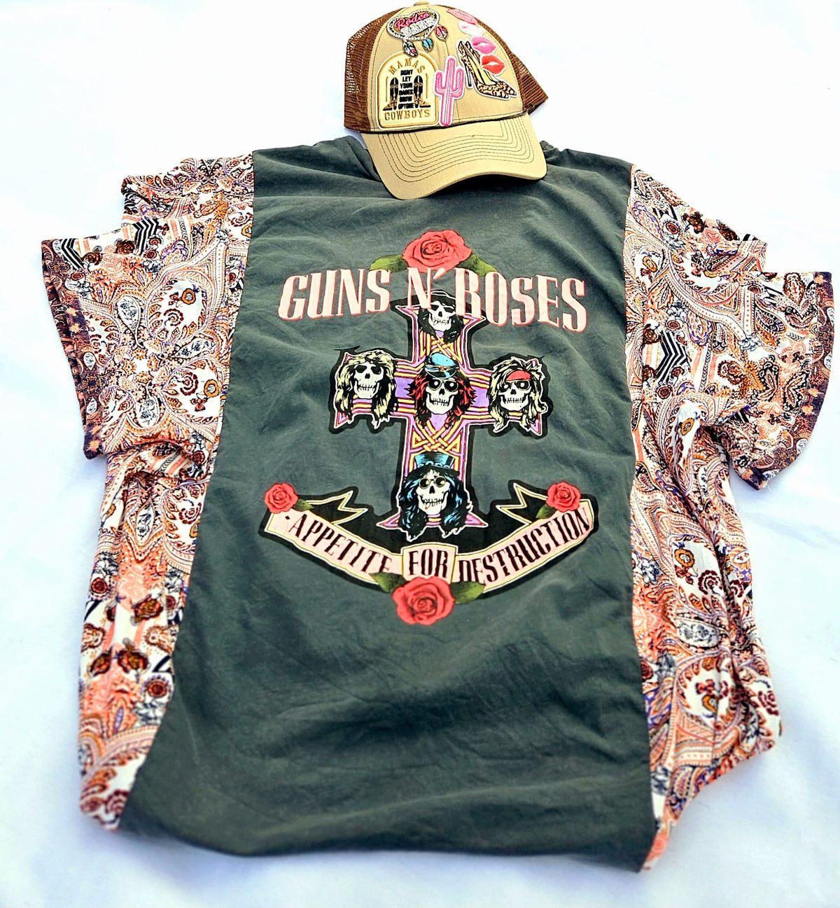 Guns N’ Roses Kimono Tee | Upcycled Band Shirt | Rock Boho Top | Handmade Western Boho Clothing | Unique GNR Apparel