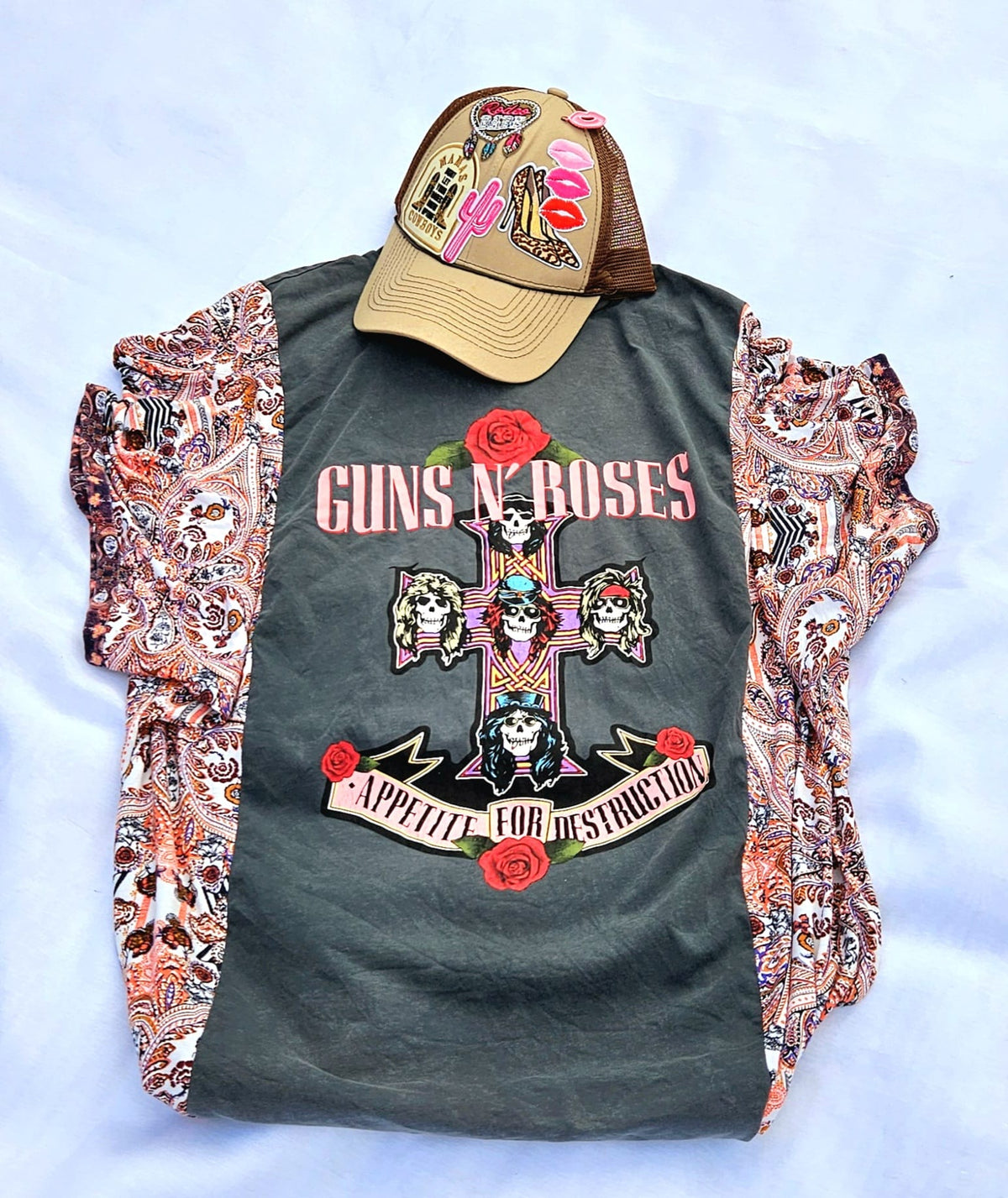 Guns N’ Roses Kimono Tee | Upcycled Band Shirt | Rock Boho Top | Handmade Western Boho Clothing | Unique GNR Apparel