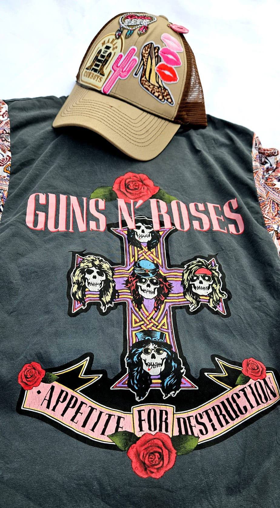 Guns N’ Roses Kimono Tee | Upcycled Band Shirt | Rock Boho Top | Handmade Western Boho Clothing | Unique GNR Apparel