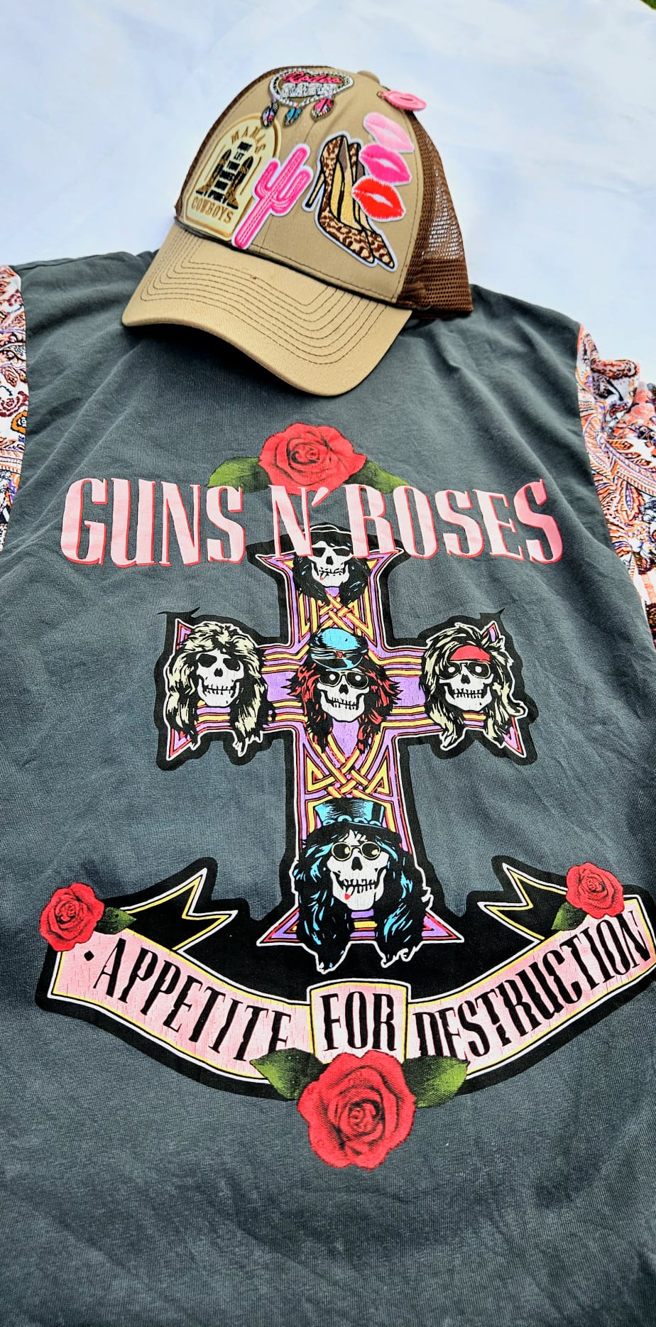 Guns N’ Roses Kimono Tee | Upcycled Band Shirt | Rock Boho Top | Handmade Western Boho Clothing | Unique GNR Apparel