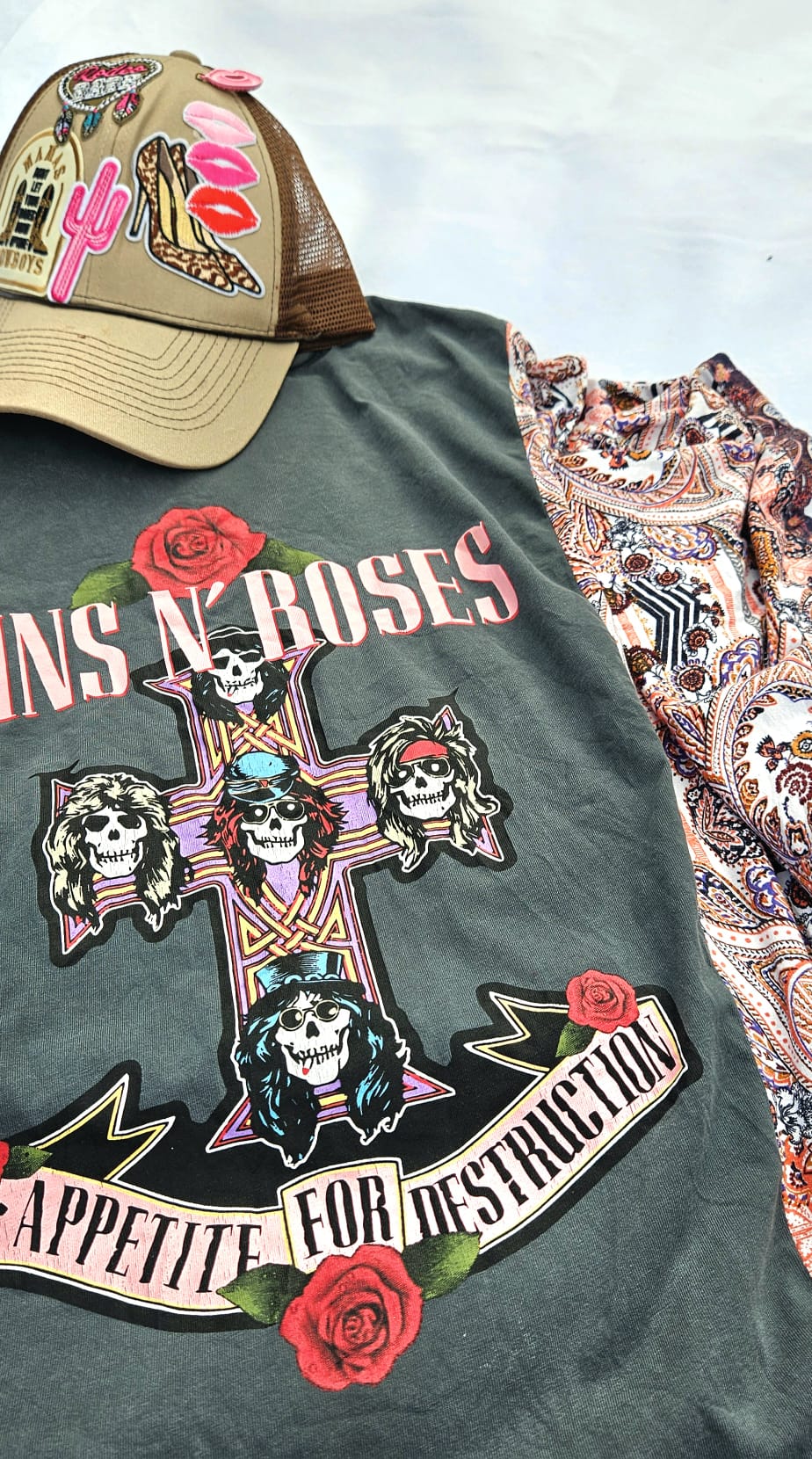Guns N’ Roses Kimono Tee | Upcycled Band Shirt | Rock Boho Top | Handmade Western Boho Clothing | Unique GNR Apparel