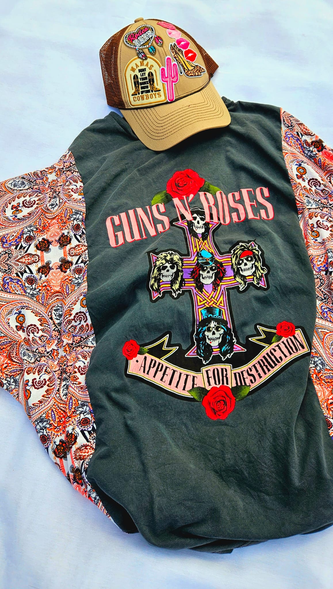 Guns N’ Roses Kimono Tee | Upcycled Band Shirt | Rock Boho Top | Handmade Western Boho Clothing | Unique GNR Apparel