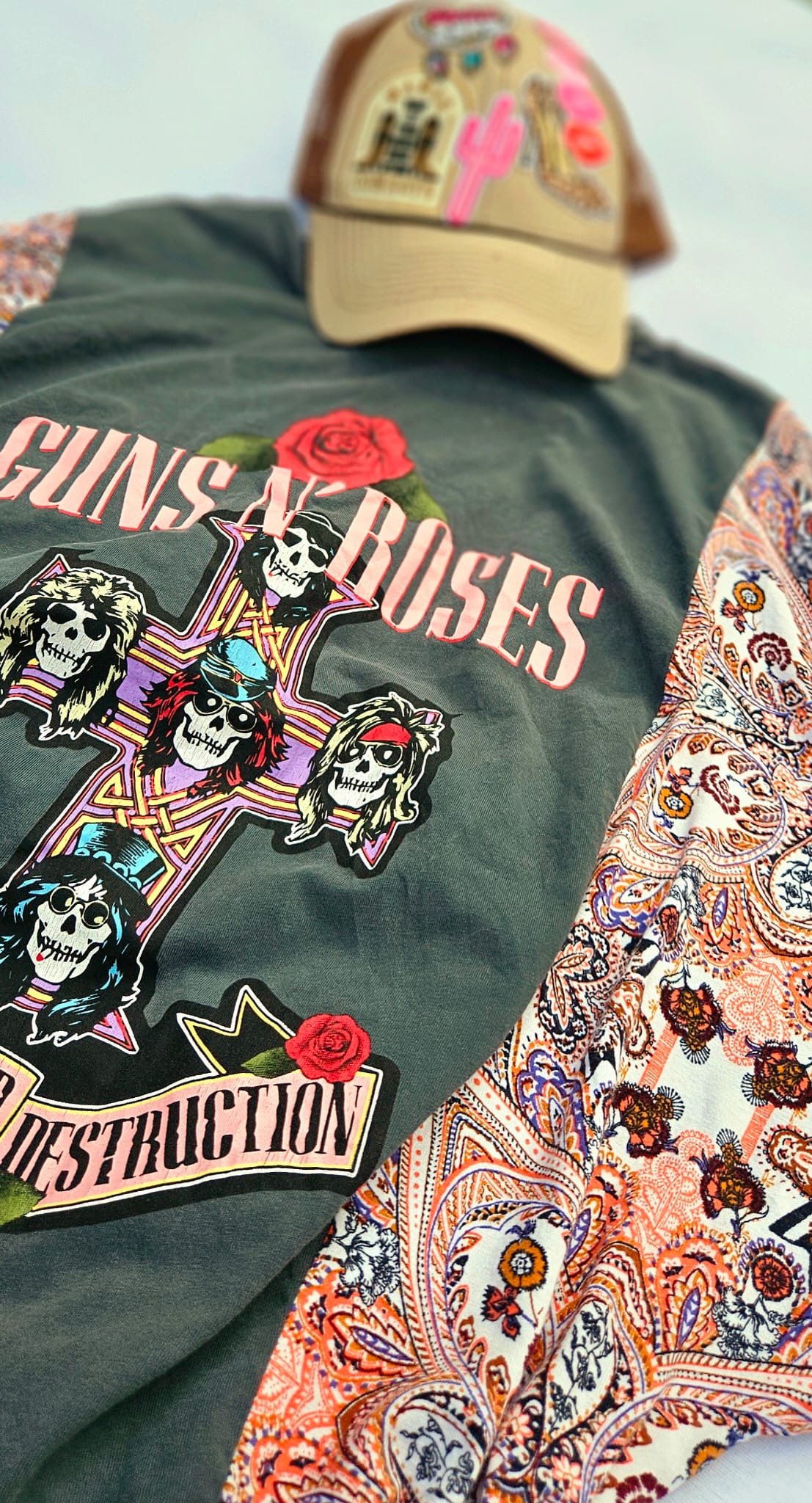 Guns N’ Roses Kimono Tee | Upcycled Band Shirt | Rock Boho Top | Handmade Western Boho Clothing | Unique GNR Apparel