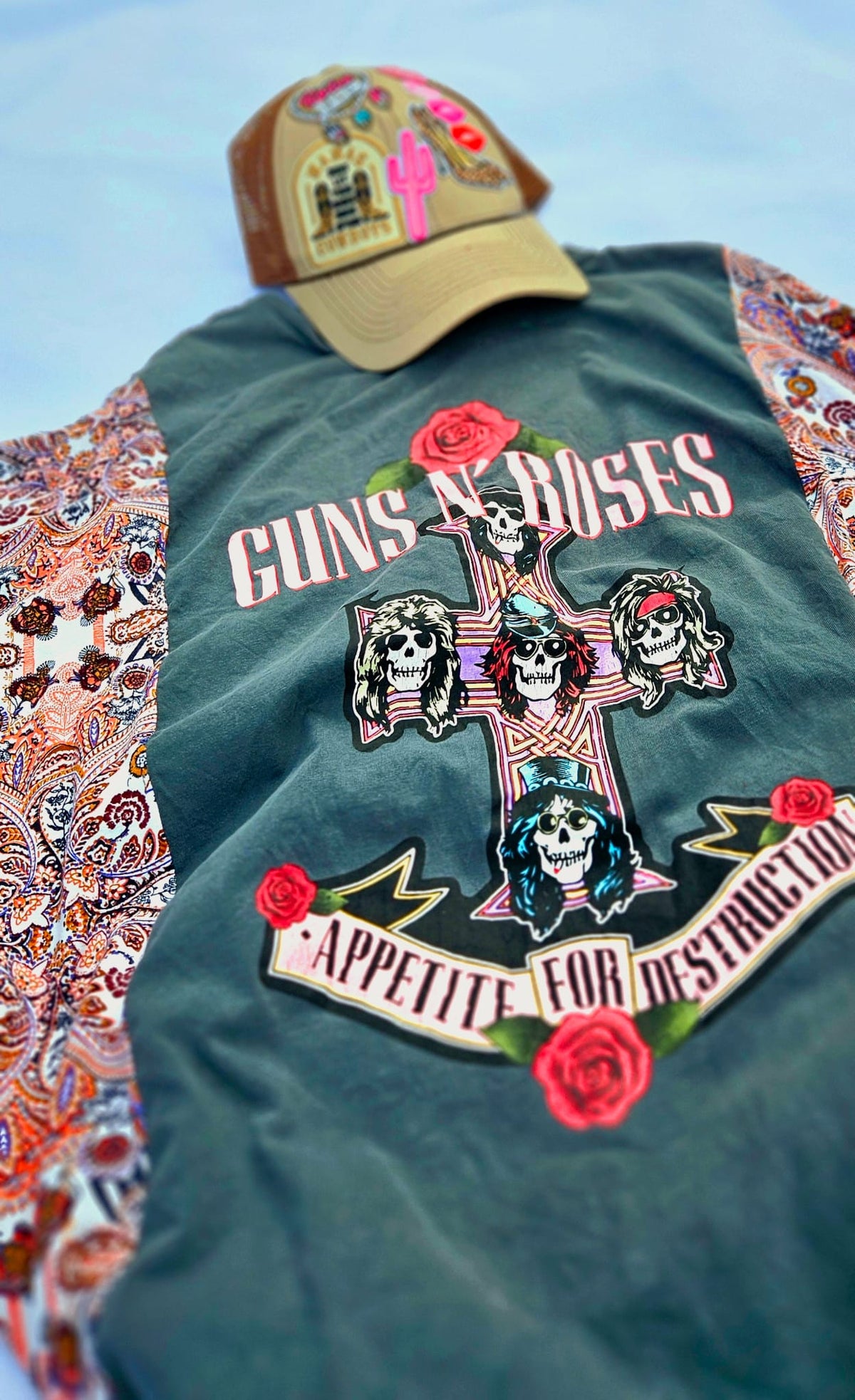 Guns N’ Roses Kimono Tee | Upcycled Band Shirt | Rock Boho Top | Handmade Western Boho Clothing | Unique GNR Apparel
