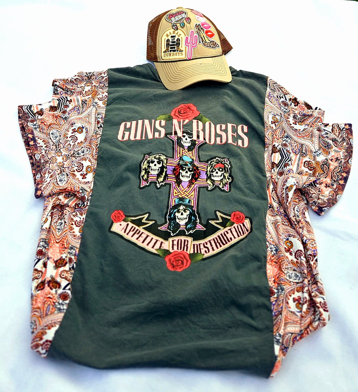 Guns N’ Roses Kimono Tee | Upcycled Band Shirt | Rock Boho Top | Handmade Western Boho Clothing | Unique GNR Apparel