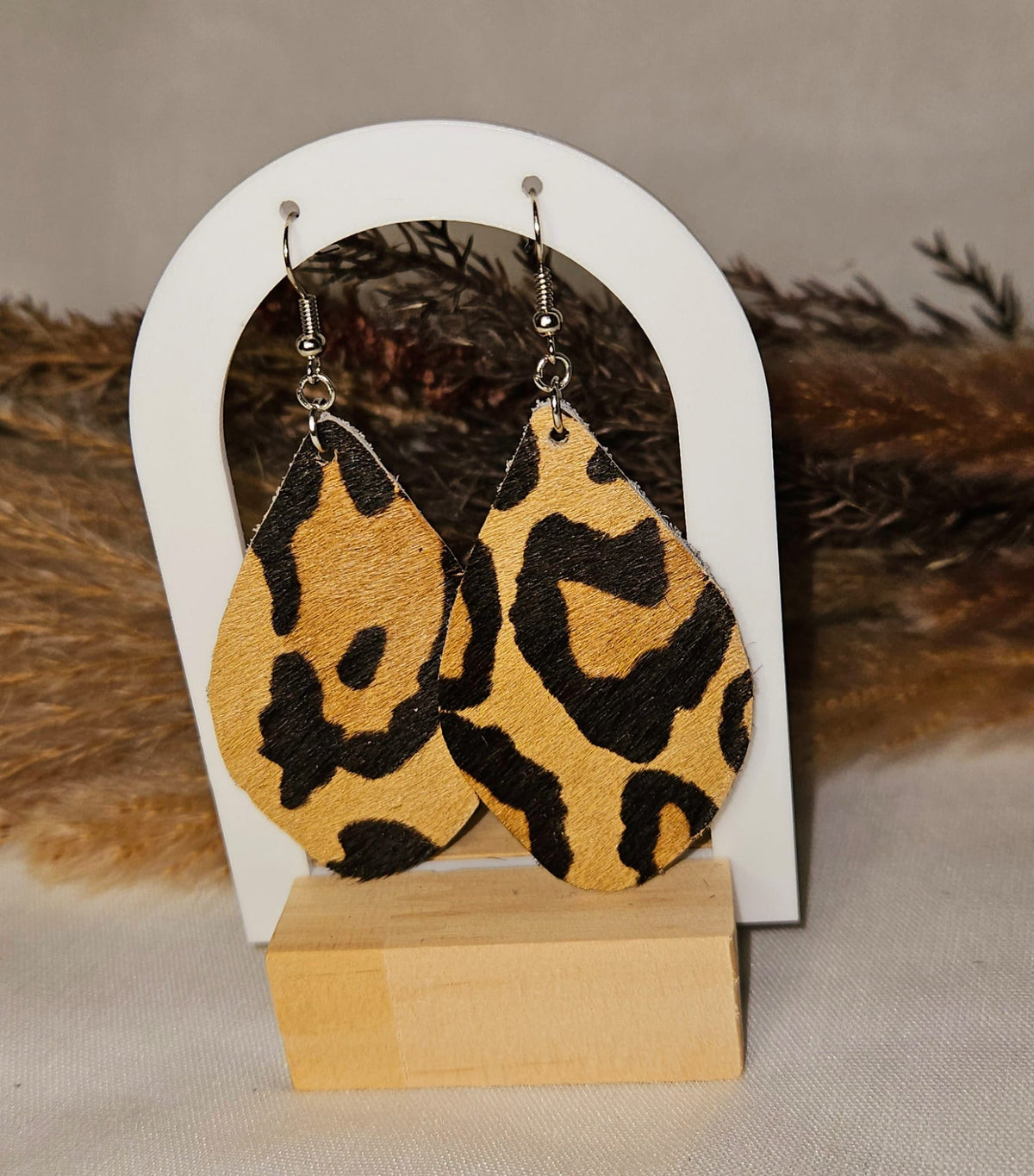 Handmade Leopard Print Teardrop Earrings - Boho Western Dangle Jewelry, Lightweight and Stylish Accessory