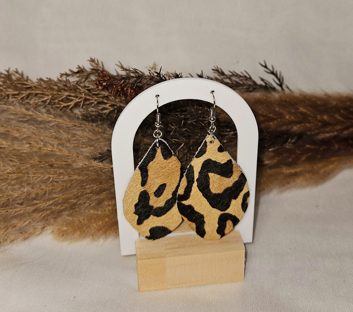 Handmade Leopard Print Teardrop Earrings - Boho Western Dangle Jewelry, Lightweight and Stylish Accessory