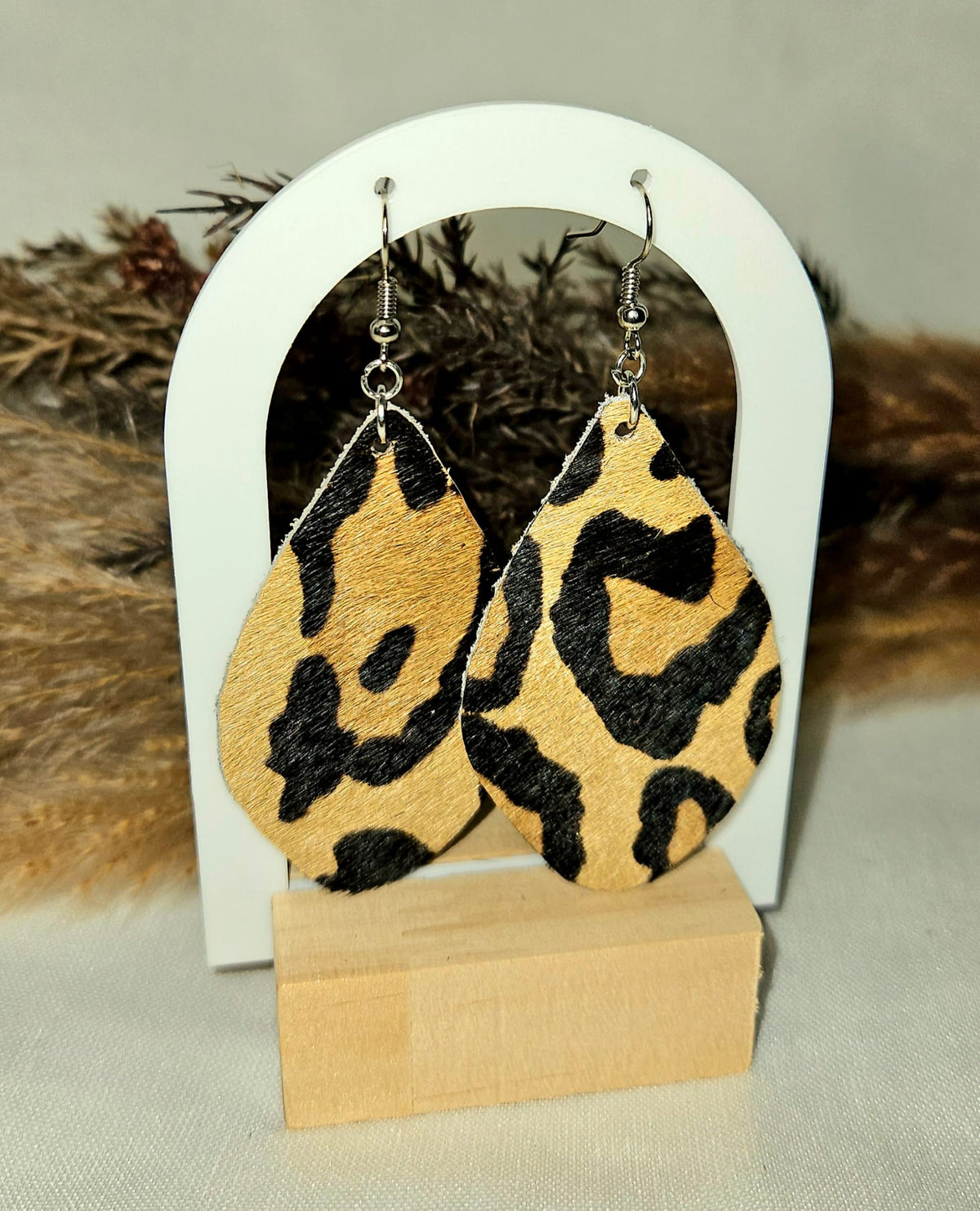 Handmade Leopard Print Teardrop Earrings - Boho Western Dangle Jewelry, Lightweight and Stylish Accessory