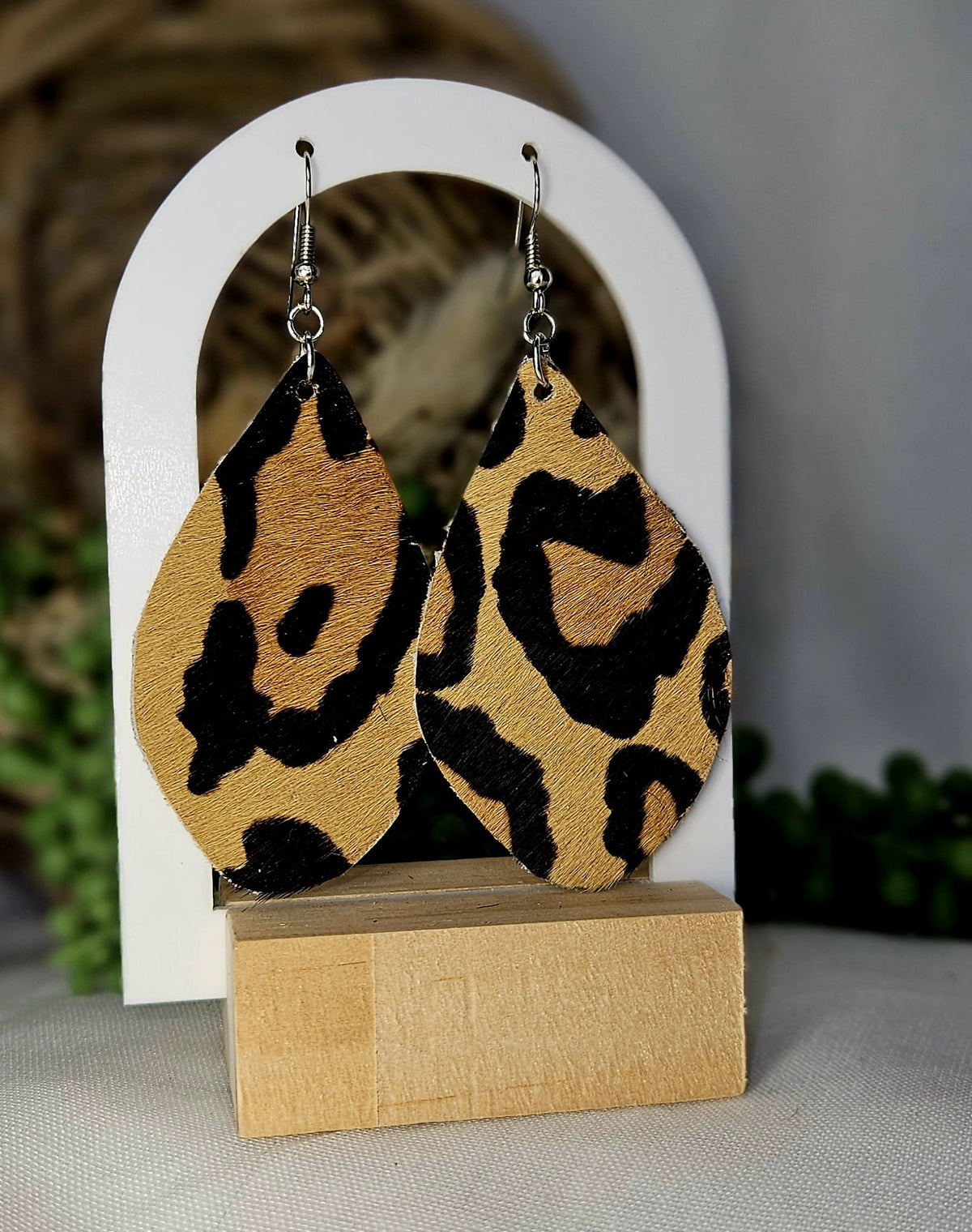 Handmade Leopard Print Teardrop Earrings - Boho Western Dangle Jewelry, Lightweight and Stylish Accessory