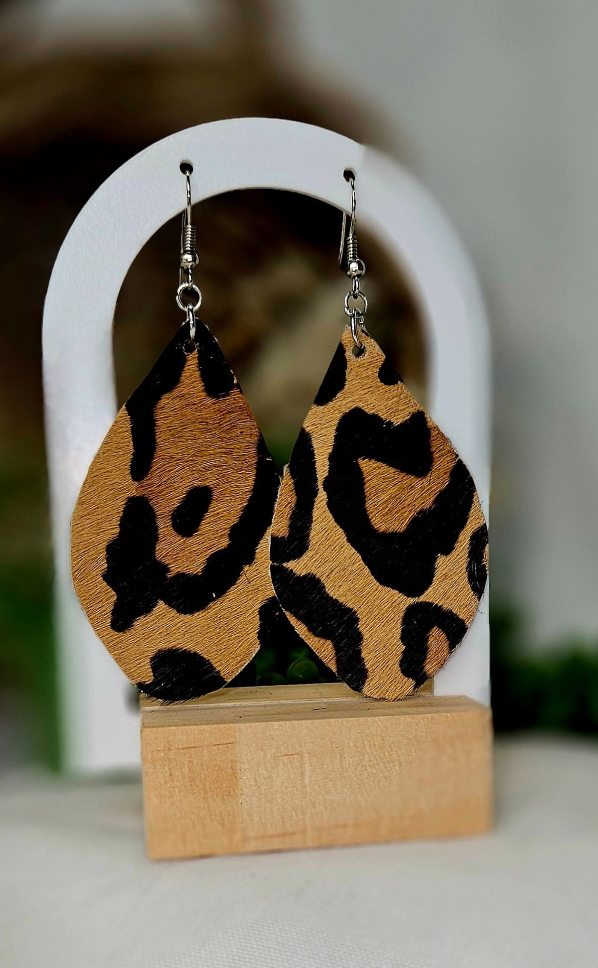 Handmade Leopard Print Teardrop Earrings - Boho Western Dangle Jewelry, Lightweight and Stylish Accessory