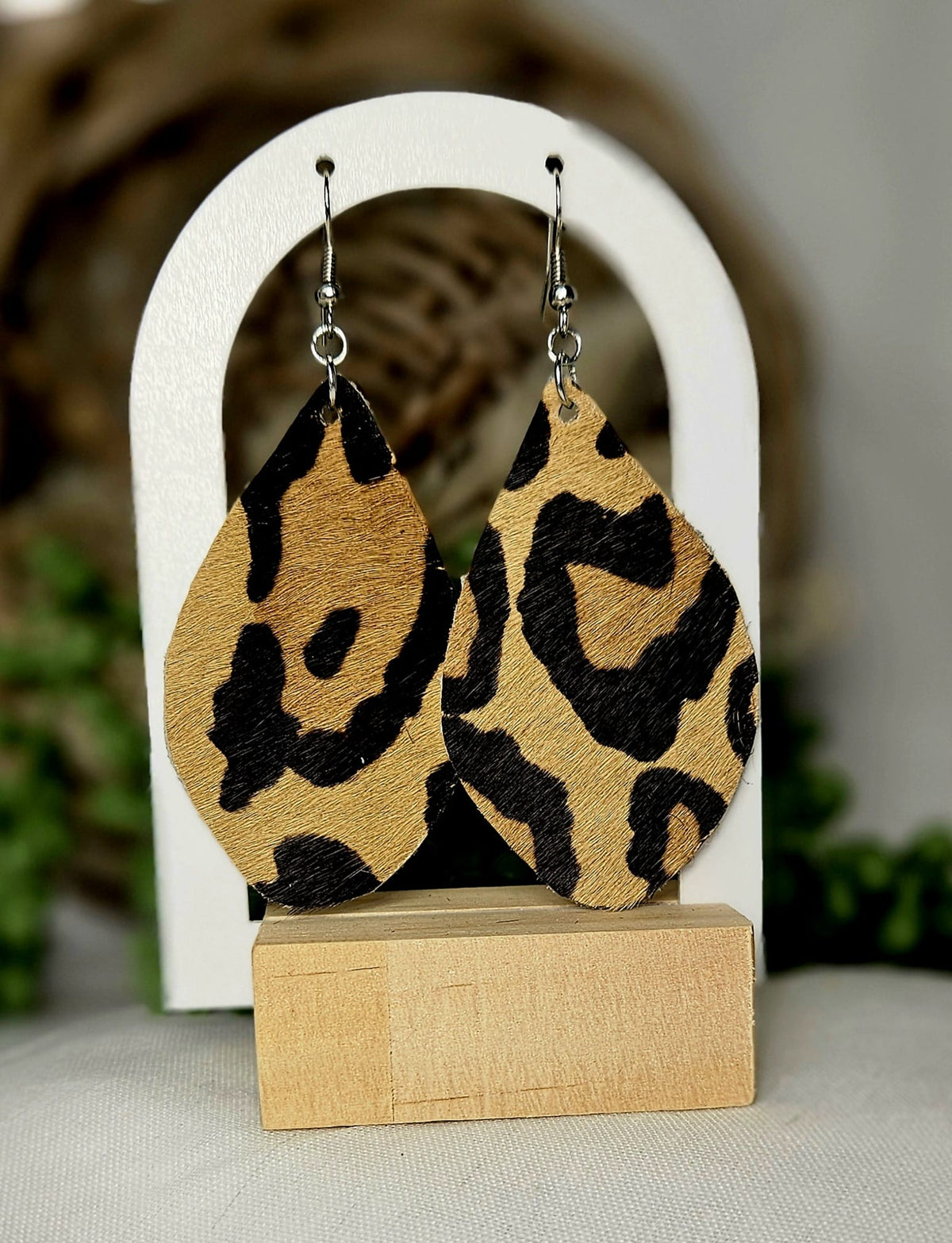 Handmade Leopard Print Teardrop Earrings - Boho Western Dangle Jewelry, Lightweight and Stylish Accessory
