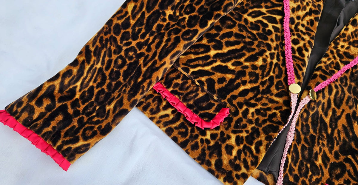 Upcycled Leopard Print Blazer | Pink Trim, Western Graphic, Cropped Style