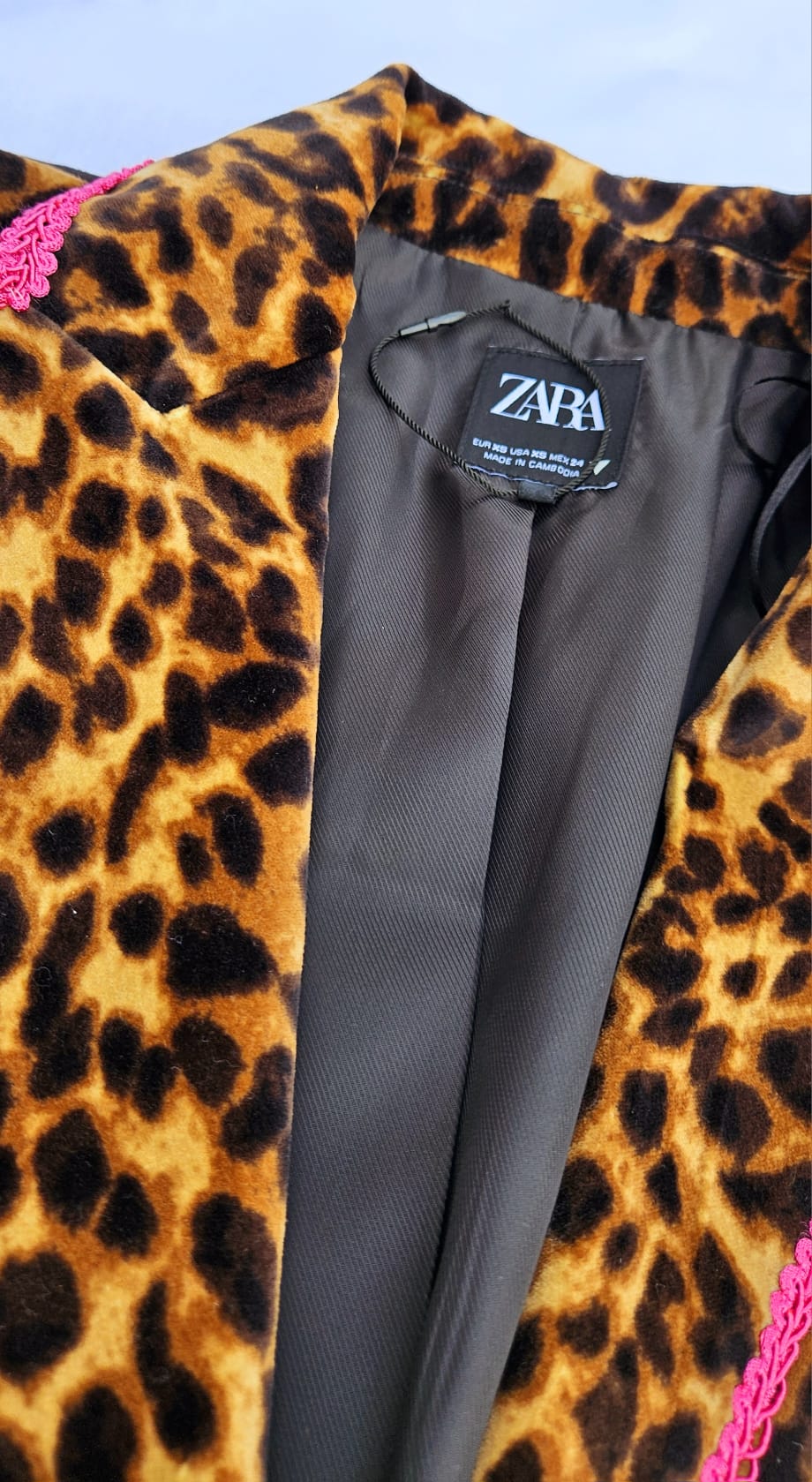 Upcycled Leopard Print Blazer | Pink Trim, Western Graphic, Cropped Style