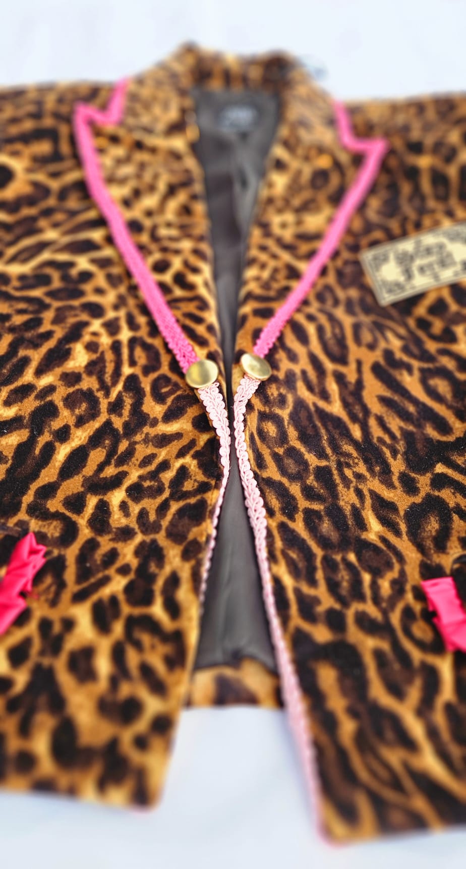 Upcycled Leopard Print Blazer | Pink Trim, Western Graphic, Cropped Style