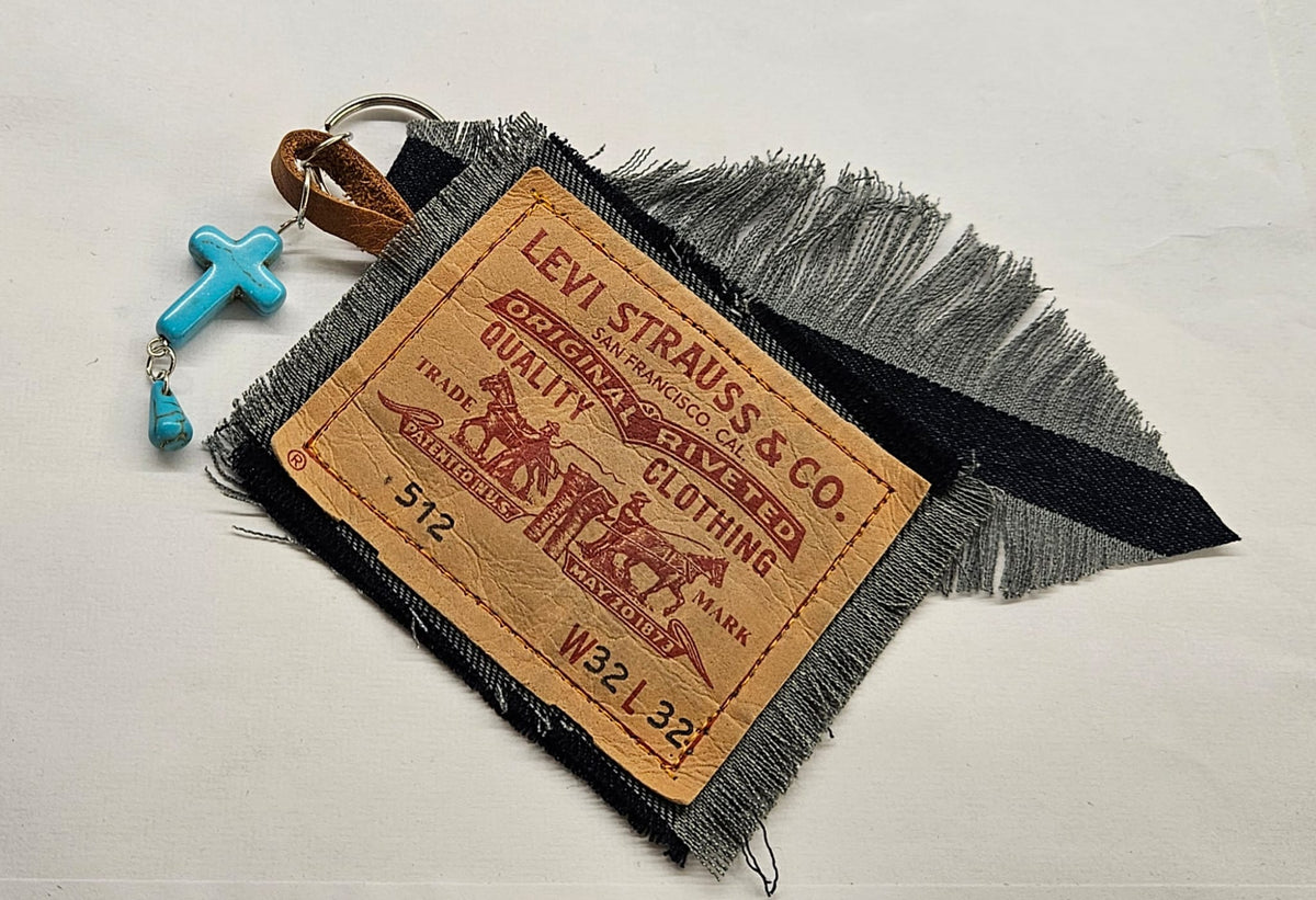 Levi's Patch Turquoise Cross Bag Charm • Western Cowgirl Accessory