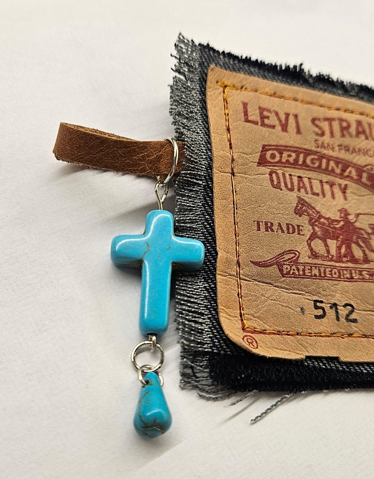 Levi's Patch Turquoise Cross Bag Charm • Western Cowgirl Accessory