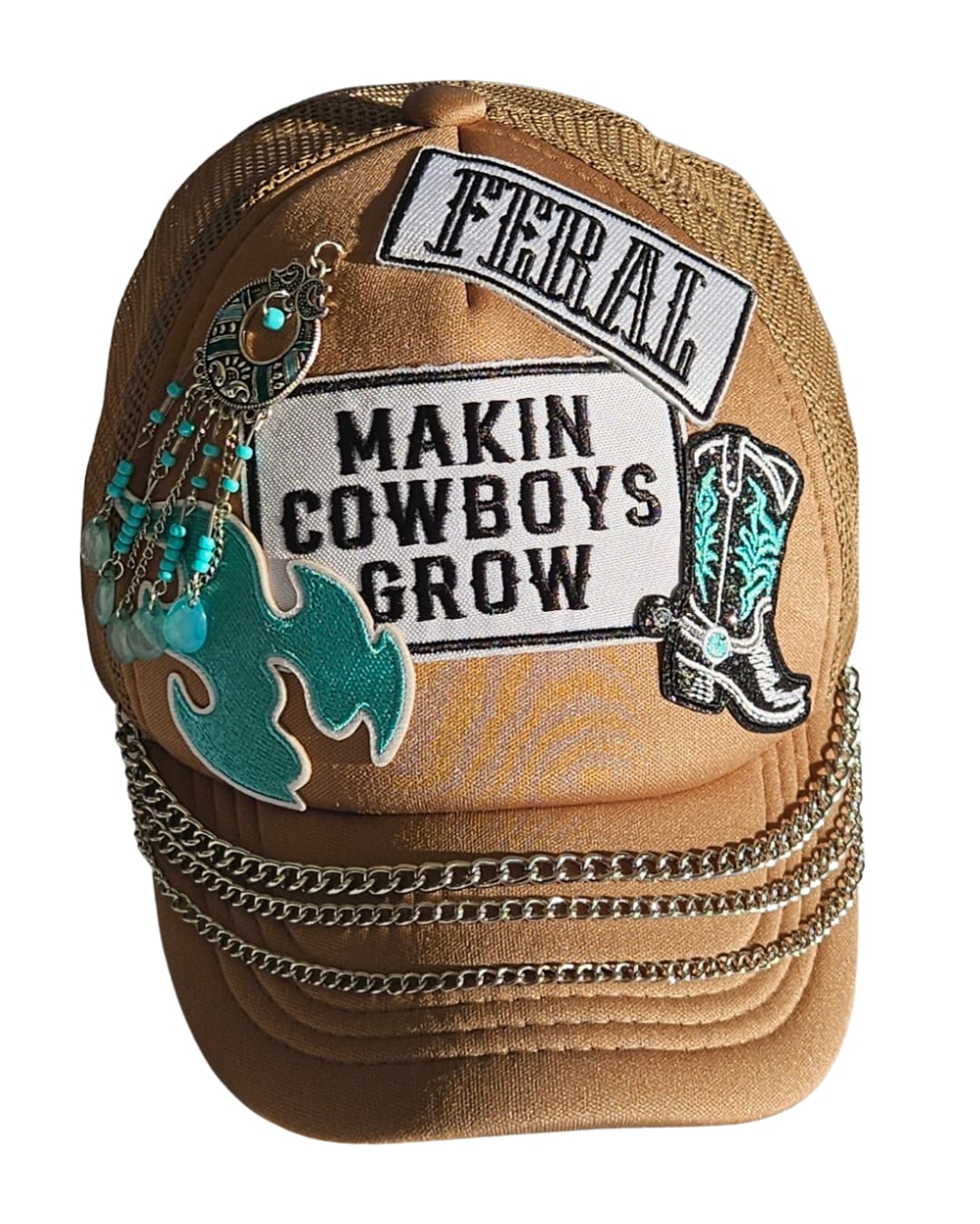 Western Trucker Hat, Patch Cap, Boho Turquoise Jewellery