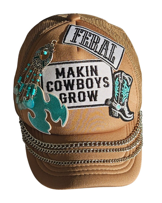 Western Trucker Hat, Patch Cap, Boho Turquoise Jewellery