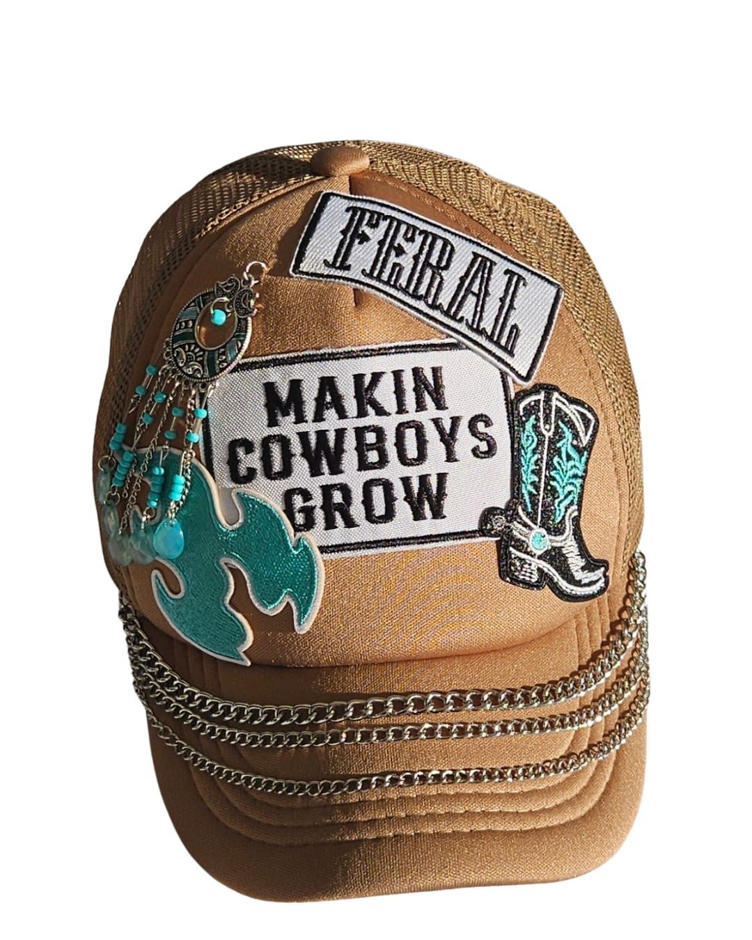 Western Trucker Hat, Patch Cap, Boho Turquoise Jewellery