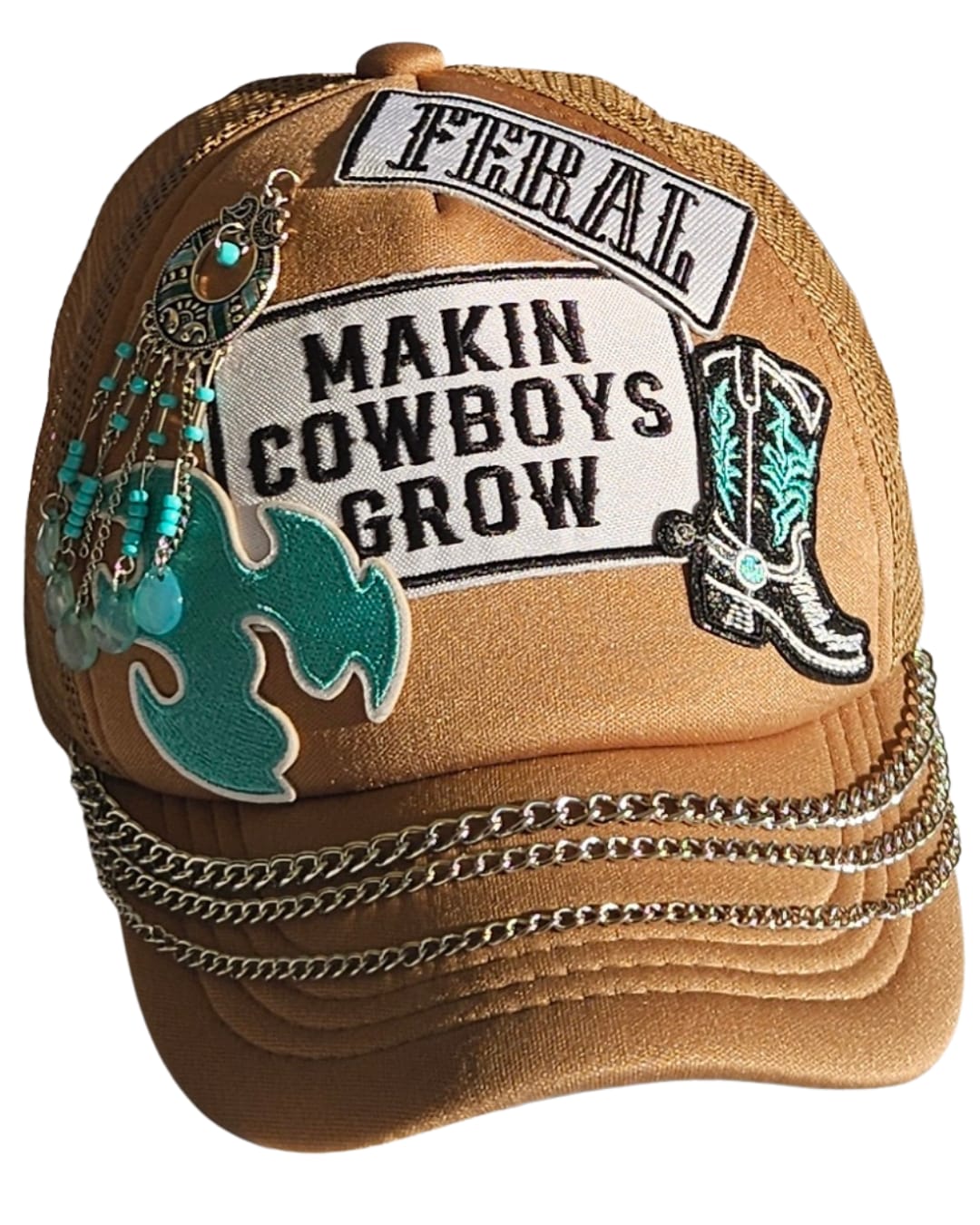 Western Trucker Hat, Patch Cap, Boho Turquoise Jewellery