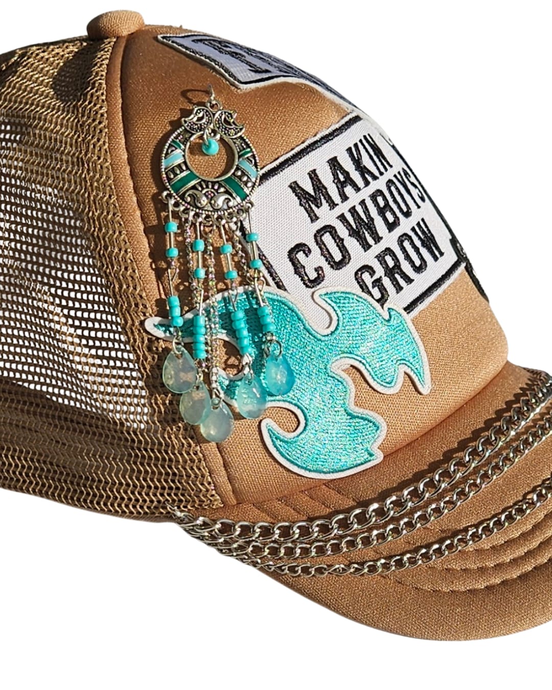 Western Trucker Hat, Patch Cap, Boho Turquoise Jewellery