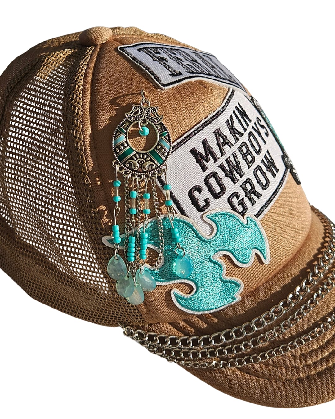Western Trucker Hat, Patch Cap, Boho Turquoise Jewellery