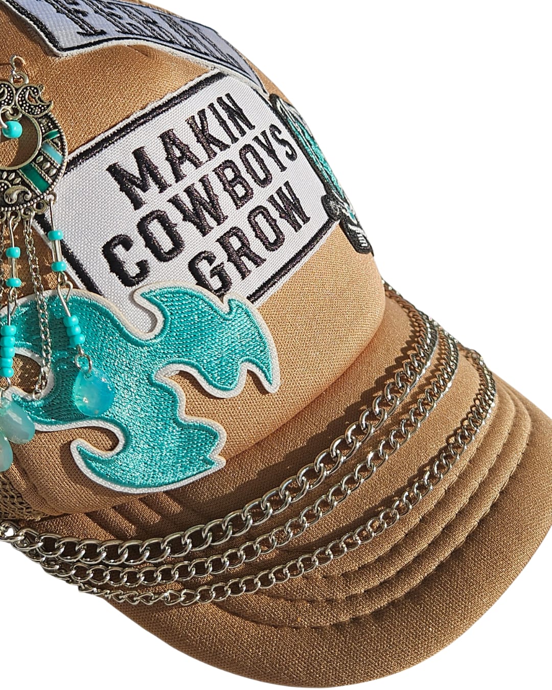 Western Trucker Hat, Patch Cap, Boho Turquoise Jewellery