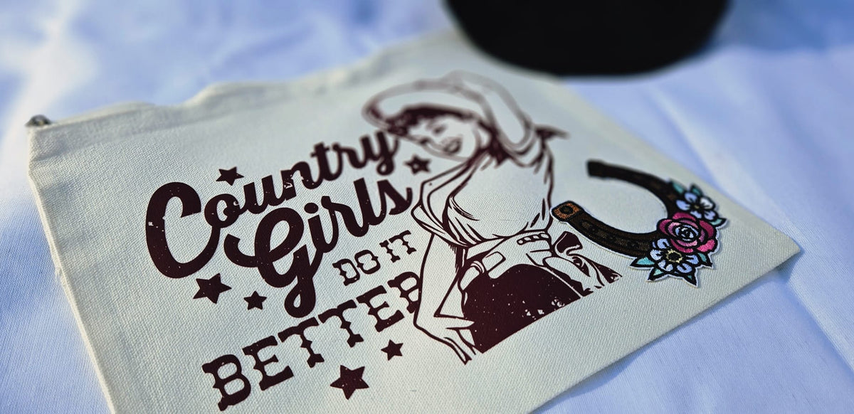 Country Girls Do It Better Makeup Bag | Western Cosmetic Pouch | Cowgirl Toiletry Bag | Country Girl Gift | Handmade Western Accessories | Boutique Style Bag