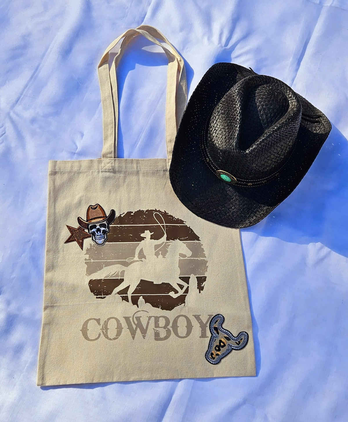 Wild West Luxe Cream Shopper Tote | Handpicked Cowboy Patch Tote Bag Make Every Day a Little More Western
