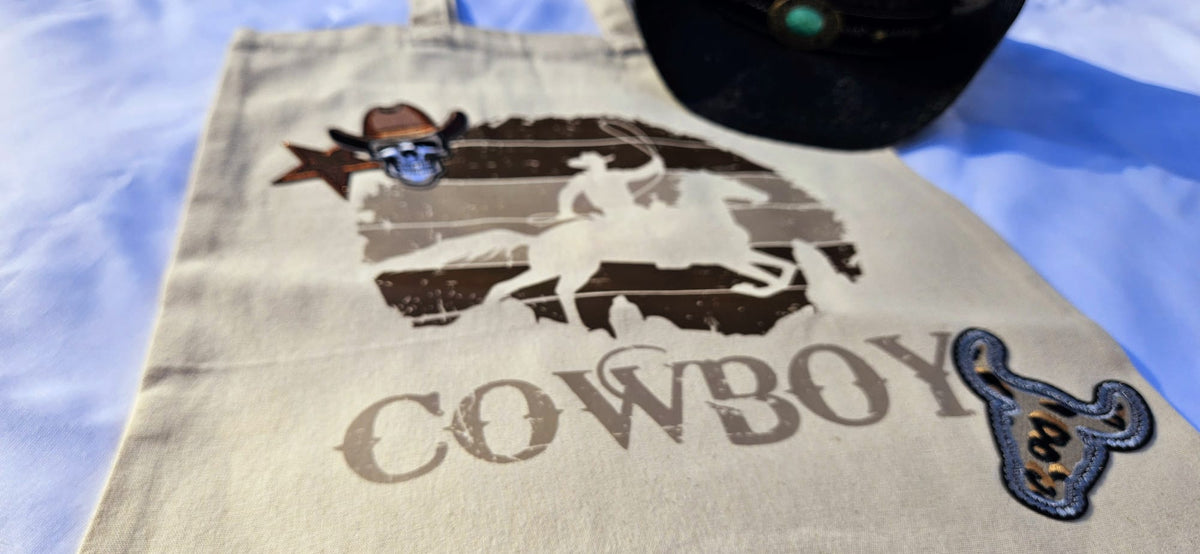 Wild West Luxe Cream Shopper Tote | Handpicked Cowboy Patch Tote Bag Make Every Day a Little More Western