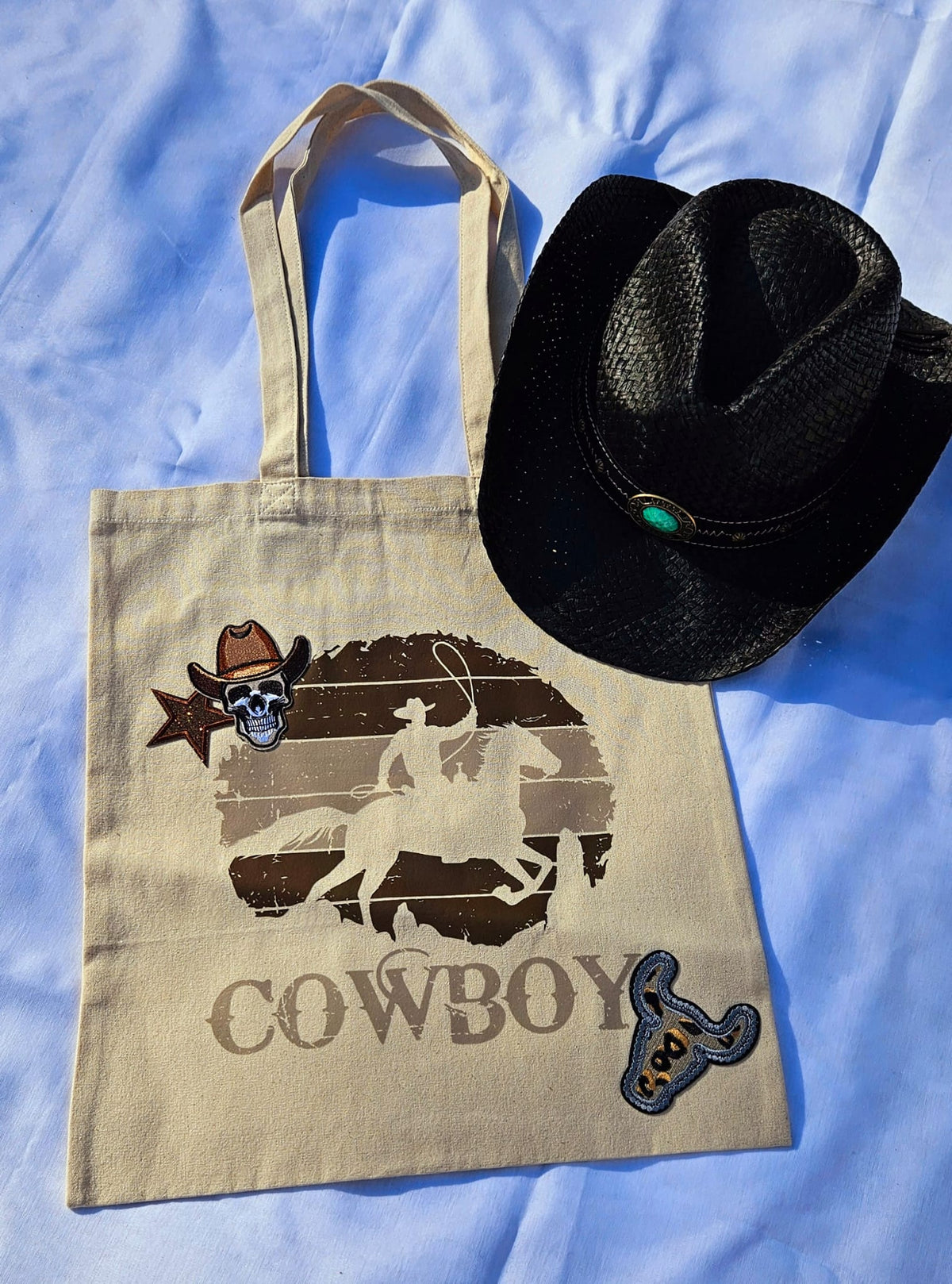 Wild West Luxe Cream Shopper Tote | Handpicked Cowboy Patch Tote Bag Make Every Day a Little More Western