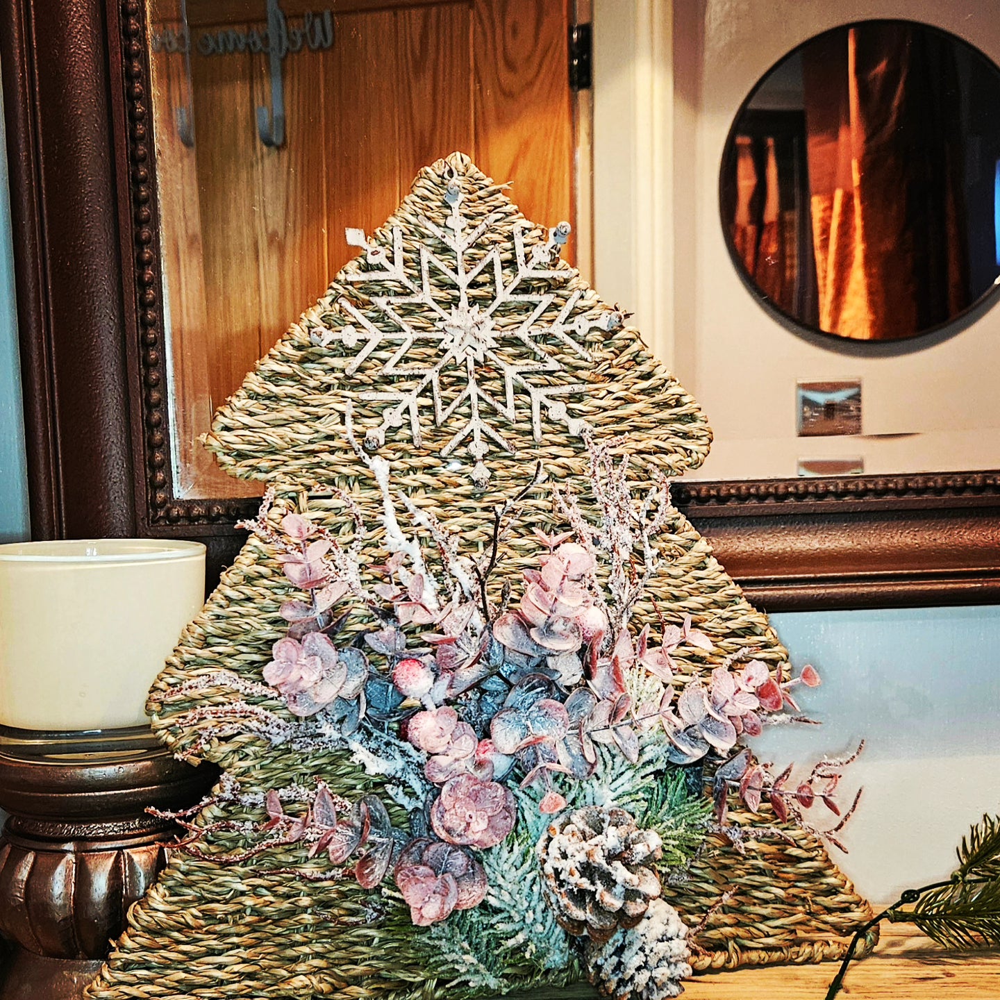 Handmade Woven Christmas Tree Door Wreath